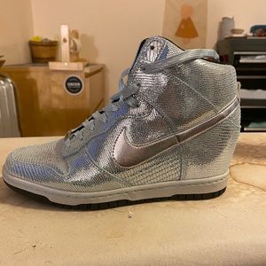Nike Dunk Sky Hi Qs Disco Ball Hidden Wedge Heel High Sneakers Size 9.